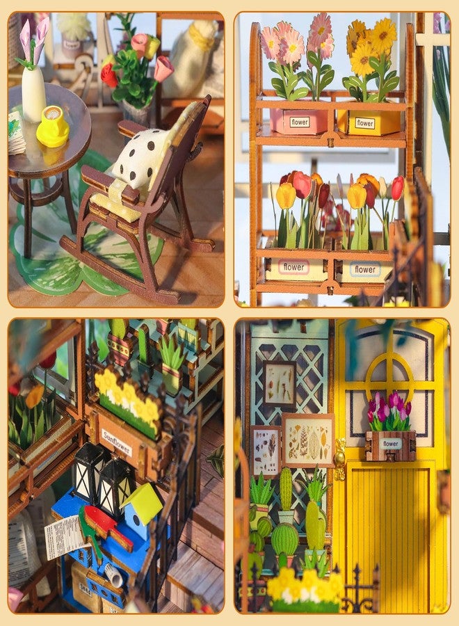 Fimeetoy Book Nook Kits for Adults, Miniature House Dollhouse Kit for Teens, DIY Crafts for Adults, Bookshelf Decor Garden House with LED Light, Gifts for Family and Friends - Image 5